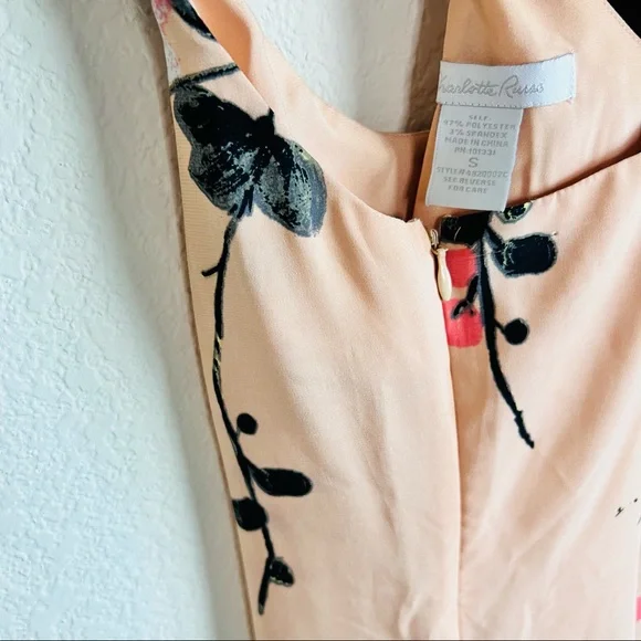 Blush Pink Watercolor Floral Silk Lace Strap Tank Dress - Picture 6 of 10